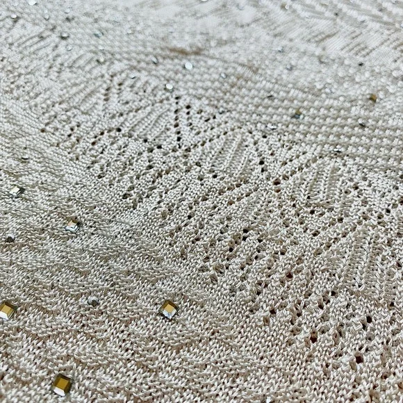 WHBM XS White Knit Tee w/Stone Details - Picture 3 of 4